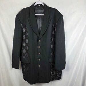 Men's Pronti Collection by Phita Black Jacquard Embellished Blazer Size XL
